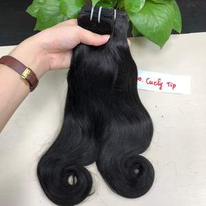 Extensions de tissage de cheveux humains vierges Remy de haute qualité pointe bouclée Double trame à la Machine couleur claire prix de gros vietnamien - Product Image 1