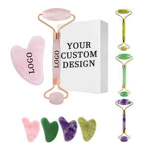 Custom Box Set Face Body Muscle Rose Quartz Gua Sha Facial Tool Massager Guasha Stones Jade Massage Roller Stick