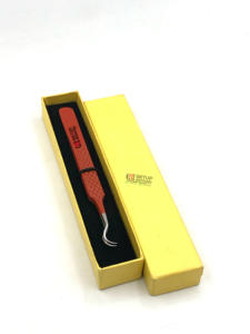 Pinzas profesionales de Extensión de pestañas de acero inoxidable de doble curva Logotipo personalizado Instrumentos de belleza Recubrimiento de polvo naranja oscuro - Product Image 5