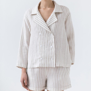 Pantalones cortos de algodón para mujer, ropa de descanso para dormir, traje de manga larga, talla grande, transpirable - Product Image 1