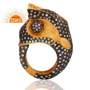 Elephant Design 18k Gold Plated Silver Cubic Zirconia <b>Statement</b> <b>Ring</b> Gemstone Jewelry For Women Gift For Her - Product Image 4