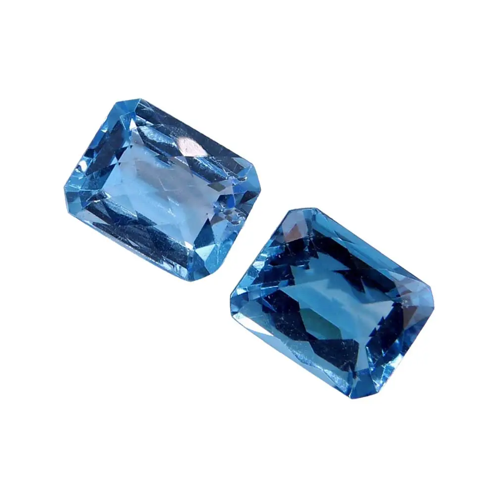 Gema de Topacio Azul de 8,31 quilates, piedra preciosa semipreciosa, corte esmeralda, Natural calentado, 10X8mm, 2 piezas