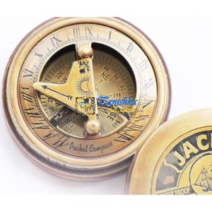 Brújula de reloj de sol de bolsillo antiguo de latón de alta calidad, instrumento de navegación náutica Vintage con tapa, regalo marítimo Steampunk - Product Image 2