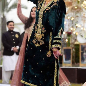 DABKA-TOP largo de terciopelo verde, bordado con cuentas de cristal, para vestir en fiesta o boda, 2022 - Product Image 1