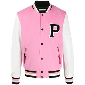 Chaqueta universitaria con cuello levantado personalizada para hombre, Mangas de lana y cuero Melton de invierno, estilo Letterman al por mayor con proceso de revestimiento - Product Image 1