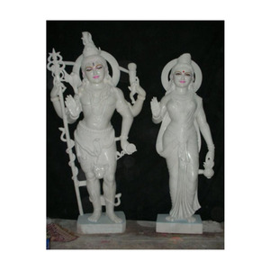 Hermosa blanco puro piedra Shiva Parvati Moorti - Product Image 1