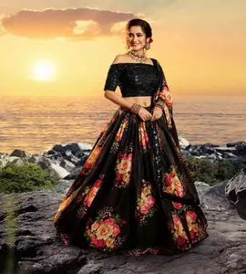 Тяжелая эксклюзивная индийская дизайнерская цветная вышитая ручная работа lehenda Холи с блузкой традиционная одежда на заказ оптом