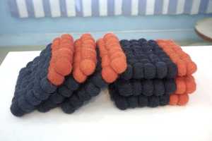 Handmade Orange and <b>Black</b> Wool <b>Coaster</b> Trivet Set Square Shaped Felt Form Squares <b>Coaster</b> Set - Product Image 6