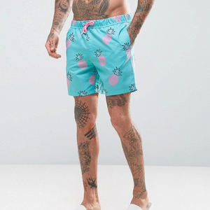 Short de bain solide pour hommes bleu séchage rapide écologique respirant cordon de serrage taille vêtements de plage d'été short décontracté drôle - Product Image 3