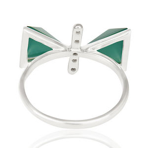 Designer Solid 925 Silver Women's <b>Ring</b> Wholesale Fine Jewelry Pyramid Triangle Green <b>Onyx</b> Gemstone Cut <b>Ring</b> Jewelry - Product Image 3
