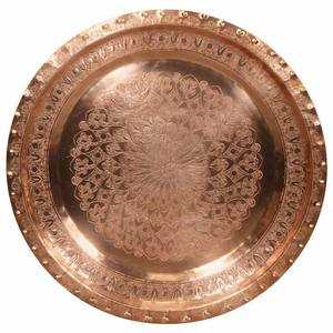 Bandeja de cobre con acabado martillado de diseño antiguo de gran forma para uso en la cocina - Product Image 1