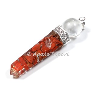 Orgone-lápiz de orgonita de jaspe rojo, con colgantes de bola - Product Image 1