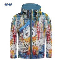 Veste coupe-vent imperméable pour homme avec fermeture éclair Logo personnalisé Impression 3D pleine sublimation Protection UV personnalisée grande taille pour unisexe