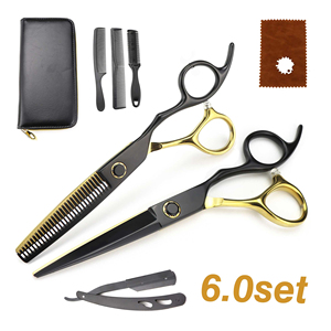 Ciseaux professionnels pour salon de coiffure, Kit de ciseaux haute Performance de 6.0 pouces, en or et noir, pour coiffeur, livraison gratuite - Product Image 1