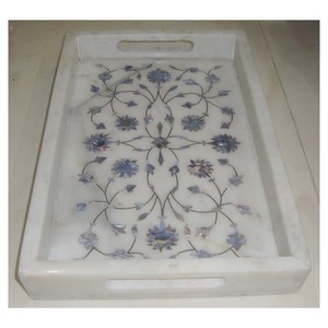 Indian Manufacture Marble Mother Of Pearl Inlay Home Decoration Tray - Product Image 1