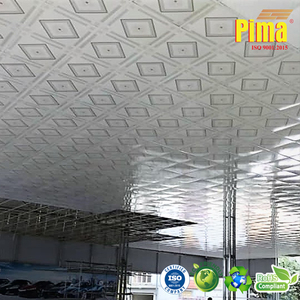 Panneau de plafond en PVC 8 mm d'épaisseur 603x603 mm Brillant Imperméable Ignifuge Isolation thermique Acoustique Décoration intérieure Plafonds tendus - Product Image 5