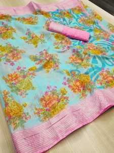 Ropa informal muy hermosa, Sari estampado con blusa, ropa de mujer india, Sari al por mayor para mujer, tienda Surat Alphanumero - Product Image 5