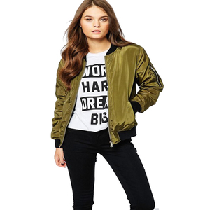 Chaqueta de bombardero de talla grande para mujer, ligera, de algodón con estampado personalizado, transpirable con soporte de cremallera, Color personalizado, a prueba de viento - Product Image 3