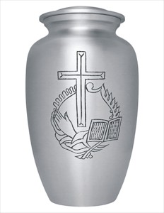 Croix d'argent fait à la main en aluminium crémation urne fabricant indien urne funéraire pour les cendres humaines fournitures de service commémoratif - Product Image 1