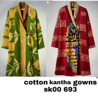 Kantha Kimono Style Quilted Sleepwear Bathrobe