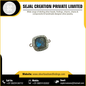 925 Sterling Silver Green Gemstone Connector From India Wholesale - Product Image 3