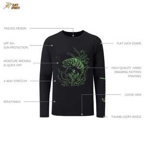 เสื้อเชิ้ตแขนยาวแห้งเร็วสำหรับผู้ชาย,เสื้อกันแดด UPF 50เสื้อเชิ้ตสำหรับใส่ตกปลาพิมพ์ลายสำหรับกิจกรรมกลางแจ้ง - Product Image 4