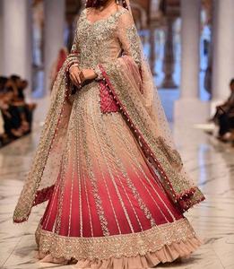 Hermoso diseñador indio paquistaní hasta el suelo vestido de novia pesado Zardozi bordado vestido de novia de lujo étnico desgaste - Product Image 1