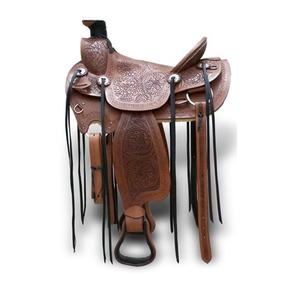 Premium Heavy Duty Wade Tree Roping Ranch Work Cowboy Western Leather Horse Saddle usiné à la main et sculpture - Product Image 4