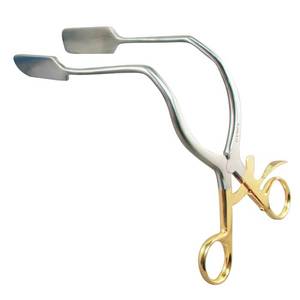 Rétracteur vaginal latéral 8,25 pouces, revêtement PVC bleu, manivelle manuelle, poignées dorées pour chirurgie gynécologique - Product Image 5