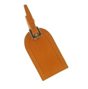 Etiqueta de equipaje de viaje de color marrón de cuero genuino de alta calidad personalizada - Product Image 1