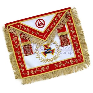 ผ้ากันเปื้อนหนังลายพระราชมหาปุโรหิตมาโซนิกเย็บด้วยมือลายปัก - Product Image 1
