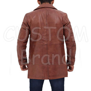 Veste en cuir chaude pour homme, design du Nouvel An 2025, motif de lettres, logo sur le devant, col montant, coupe-vent, épaisse, couleur et taille personnalisables - Product Image 4