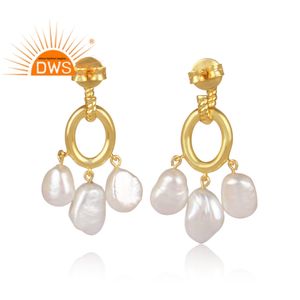 Dernier design 2026 Boucles d'oreilles pendantes en perles naturelles pour femmes Fabricant de bijoux de mode - Product Image 4