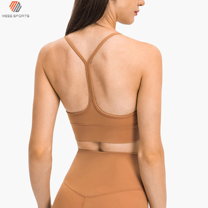 Sexy Hollow <b>Back</b> Wide Hem High <b>Support</b> Crisscross Straps U-Neck Spandex/Polyester Gym Fitness Yoga Sports Bra Solid Color Custom - Product Image 4