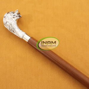 Bastón de madera de calidad vintage hecho a mano con mango de animal de latón dorado para senderismo - Product Image 4