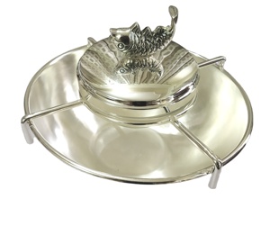 Bạc hoàn thành trứng cá muối máy chủ với bát thủy tinh đặc biệt sử dụng cho món ăn như cá tầm roe - Product Image 1