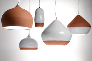 Lampe suspendue blanche et marron abat-jour moderne décoration de lumière suspendue à la main en métal Design Unique lampe suspendue - Product Image 2
