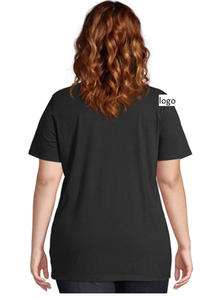 Camiseta de talla grande con cuello en V de manga corta para mujer, camiseta 60% de algodón 28% de poliéster 12% de rayón, ropa de baño importada a máquina de China - Product Image 4