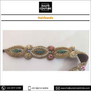 Diadema bordada a mano más vendida, cuentas hechas, diademas de moda de ojo de Marqués Esmeralda para niñas - Product Image 5