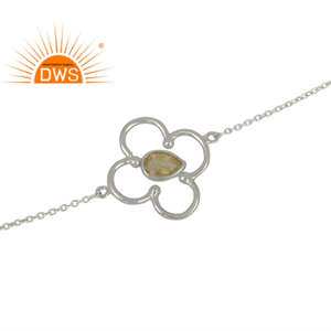 Pulsera de Plata de Ley con Gema de Rutilo Dorado de Colección Clásica Vintage para Mujer, Joyería al por Mayor - Product Image 2