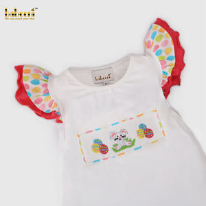 Conjunto ahumado de algodón de manga corta de longitud media informal de verano para niñas Patrón de animales Certificado por el OEKO-TEX Anti-UV Edad 6 +-BB2357 - Product Image 1