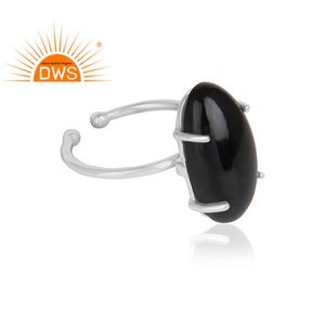 Bague en argent Sterling 925 pour homme, bijou en pierre précieuse d'onyx noir, vente en gros - Product Image 2