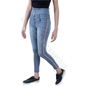 Pantalones vaqueros elásticos personalizados para mujer, Jeans de cintura alta de Color sólido, pitillo, pitillo, Vintage, venta al por mayor - Product Image 1