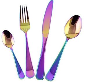 Juego de cubiertos decorativos de metal para cocina y mesa, set de cubertería con cuchillo y tenedor, varios colores, para bodas - Product Image 1