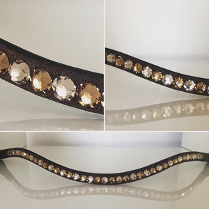 Handmade Durable Light Brown <b>Crystals</b> Decorated Brow Band for Horses High Quality Leather From India's <b>Top</b> Manufacturer - Product Image 2