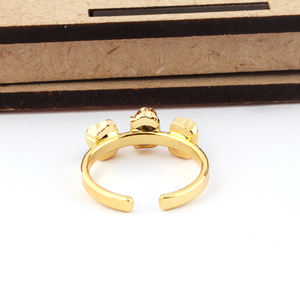 Bague unisexe style bohème exquise trois pierres améthyste violette naturelle galvanoplastie brute réglable pour les mariages et les fêtes - Product Image 3