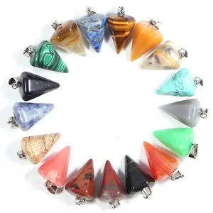 Charms natural crystal quartz gemstone hexagon pyramid stone pendants for Jewelry Making