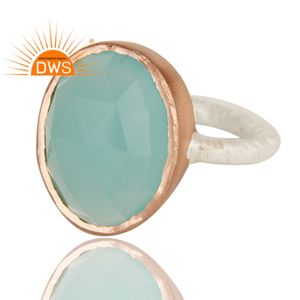 Faceted Cut Aqua Chalcedony <b>Ring</b> Jewelry Supplier Rose Gold , Silver 925 Sterling Silver Unisex <b>Chunky</b> <b>Ring</b> Jewelry Supplier - Product Image 2