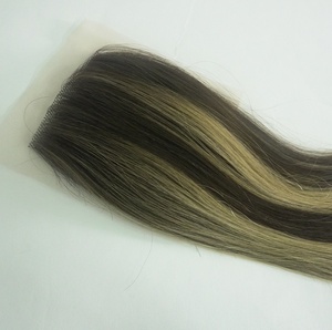 Phần mở rộng tóc con người pha trộn dệt ba phần dệt sâu phía trước đóng cửa tóc ren gói tóc con người pha trộn cho xuất khẩu với số lượng lớn - Product Image 3