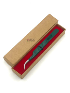Pinzas de extensión de pestañas con agarre de diamante de acero inoxidable con logotipo personalizado profesional con herramientas de belleza con recubrimiento en polvo verde Kelly - Product Image 4